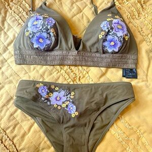 Purple Floral Swim Bikini Set 36DD